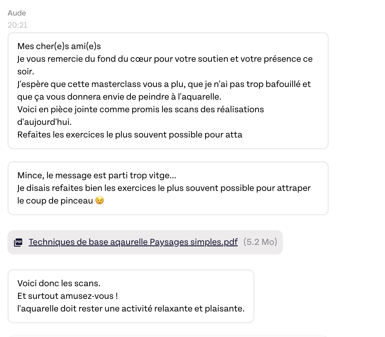 Message de Aude