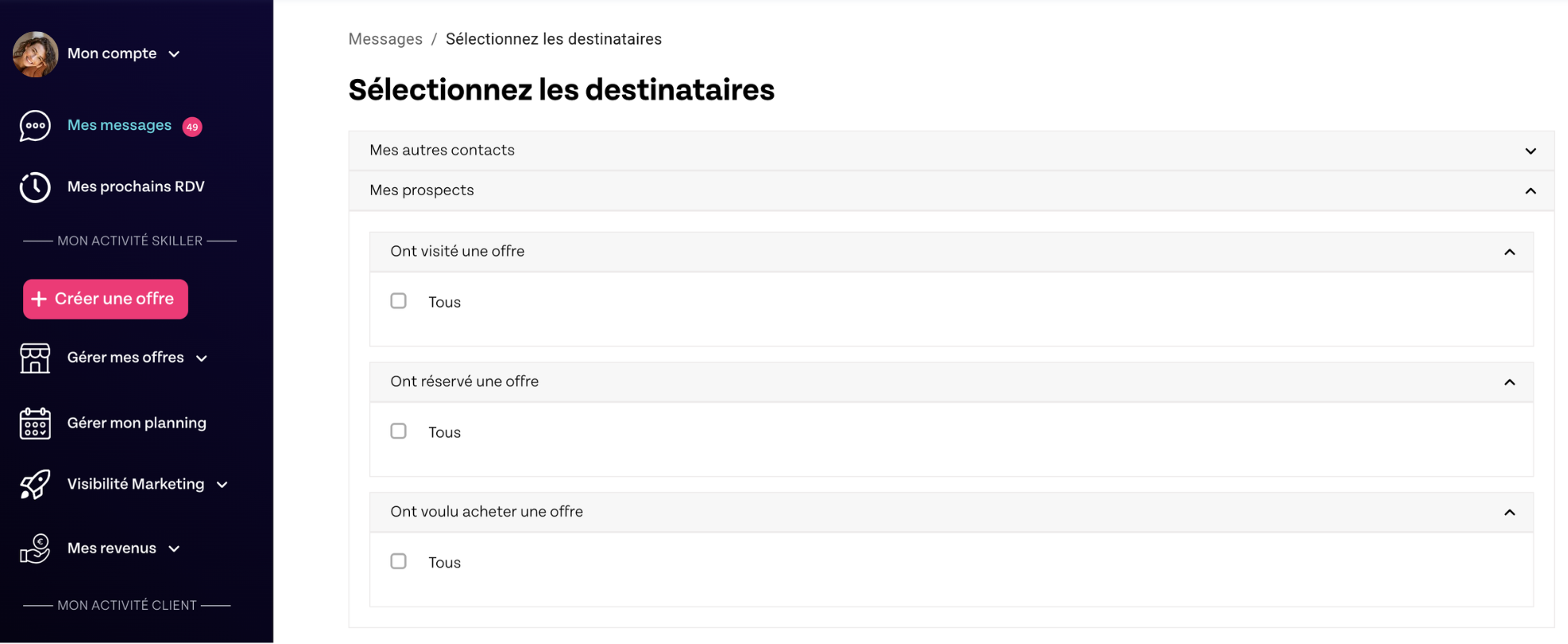 Messages de groupe