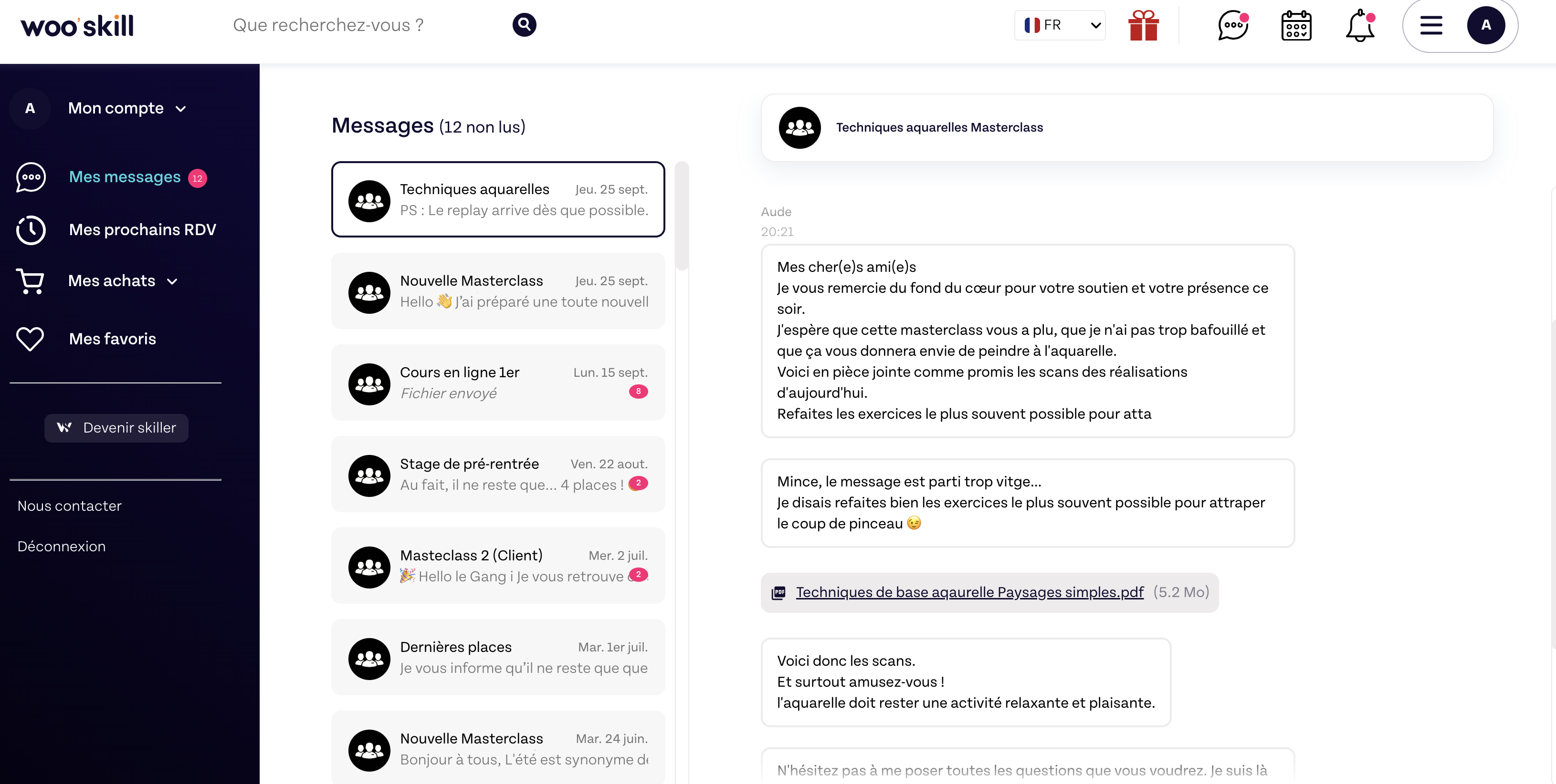 Interface de conversation Wooskill