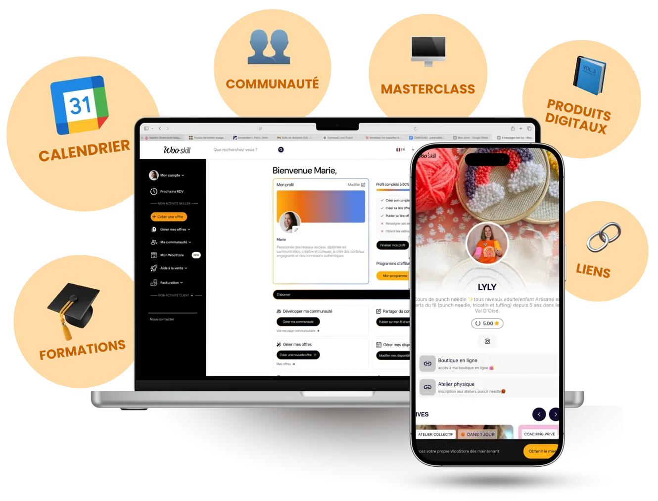 Tableau de bord Woo Store Wooskill avec statistiques de ventes et indicateurs clés